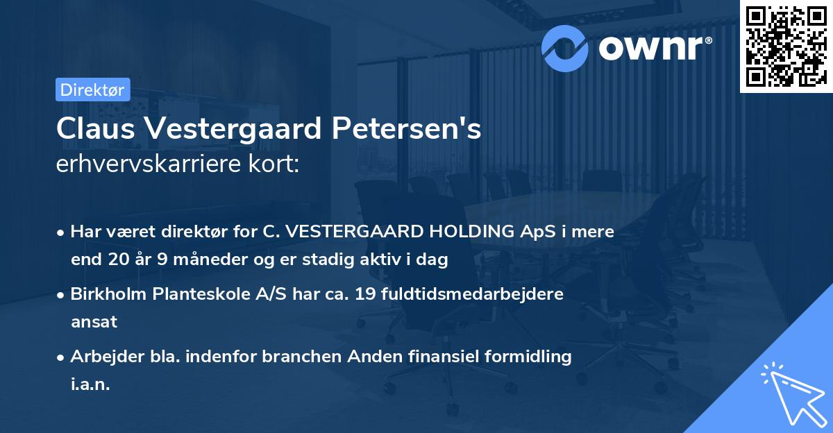 Claus Vestergaard Petersen's erhvervskarriere kort