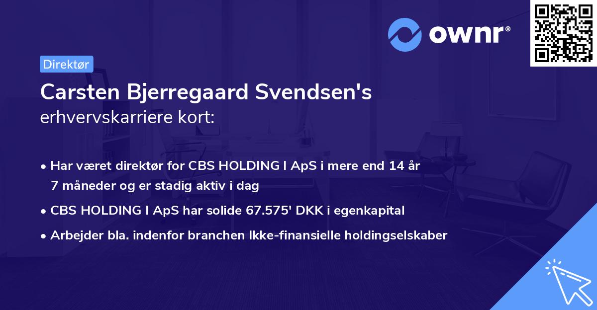 Carsten Bjerregaard Svendsen's erhvervskarriere kort