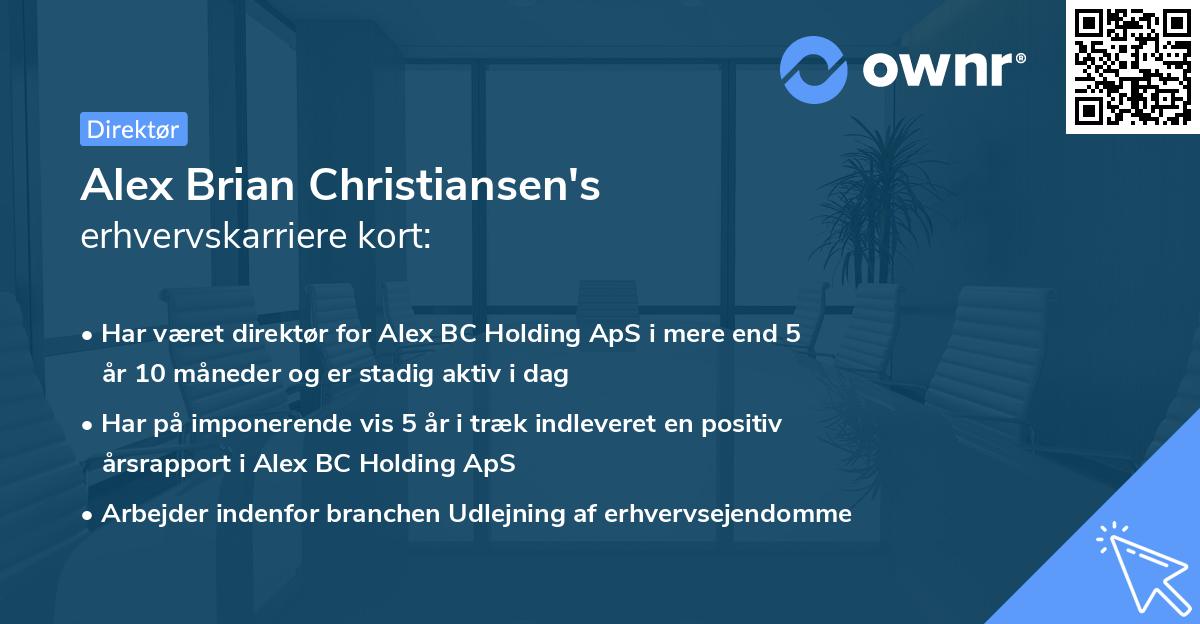 Alex Brian Christiansen's erhvervskarriere kort