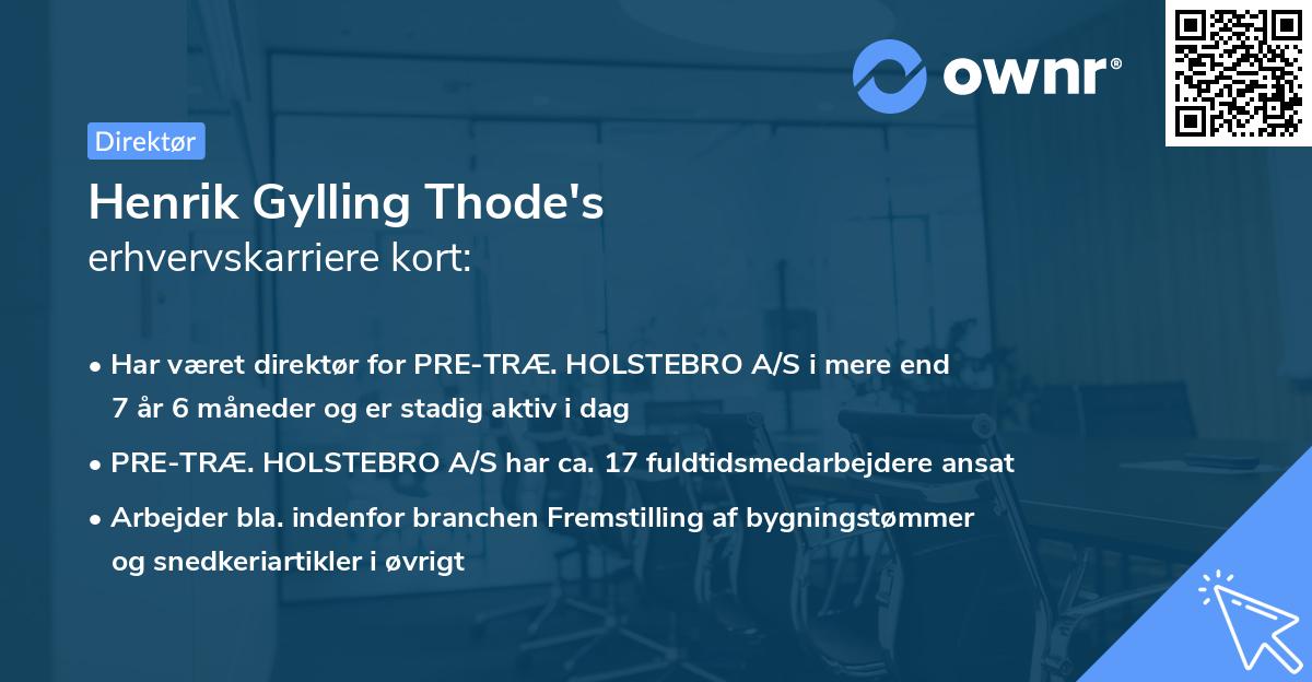 Henrik Gylling Thode's erhvervskarriere kort