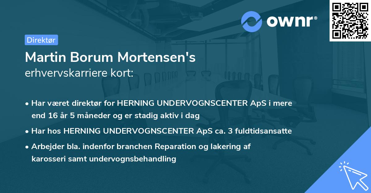 Martin Borum Mortensen's erhvervskarriere kort