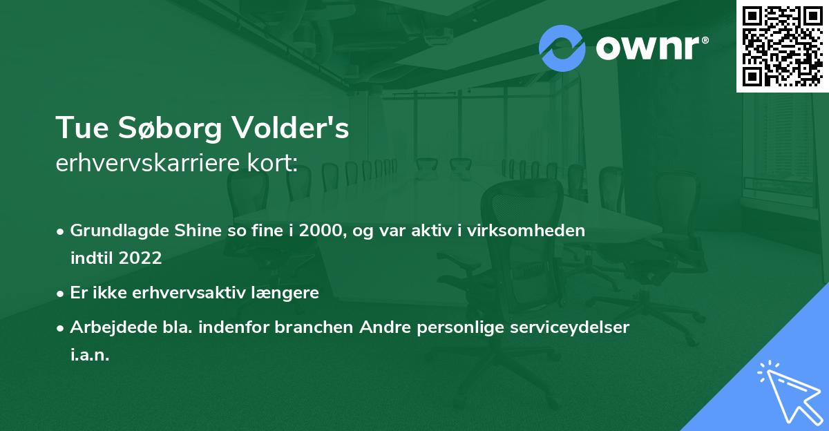 Tue Søborg Volder's erhvervskarriere kort