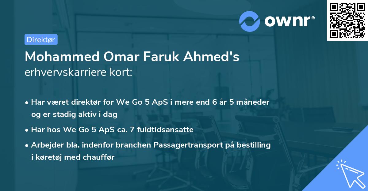 Mohammed Omar Faruk Ahmed's erhvervskarriere kort