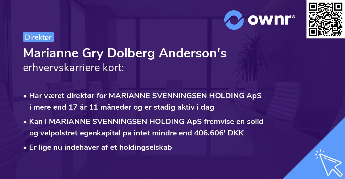 Marianne Gry Dolberg Anderson's erhvervskarriere kort