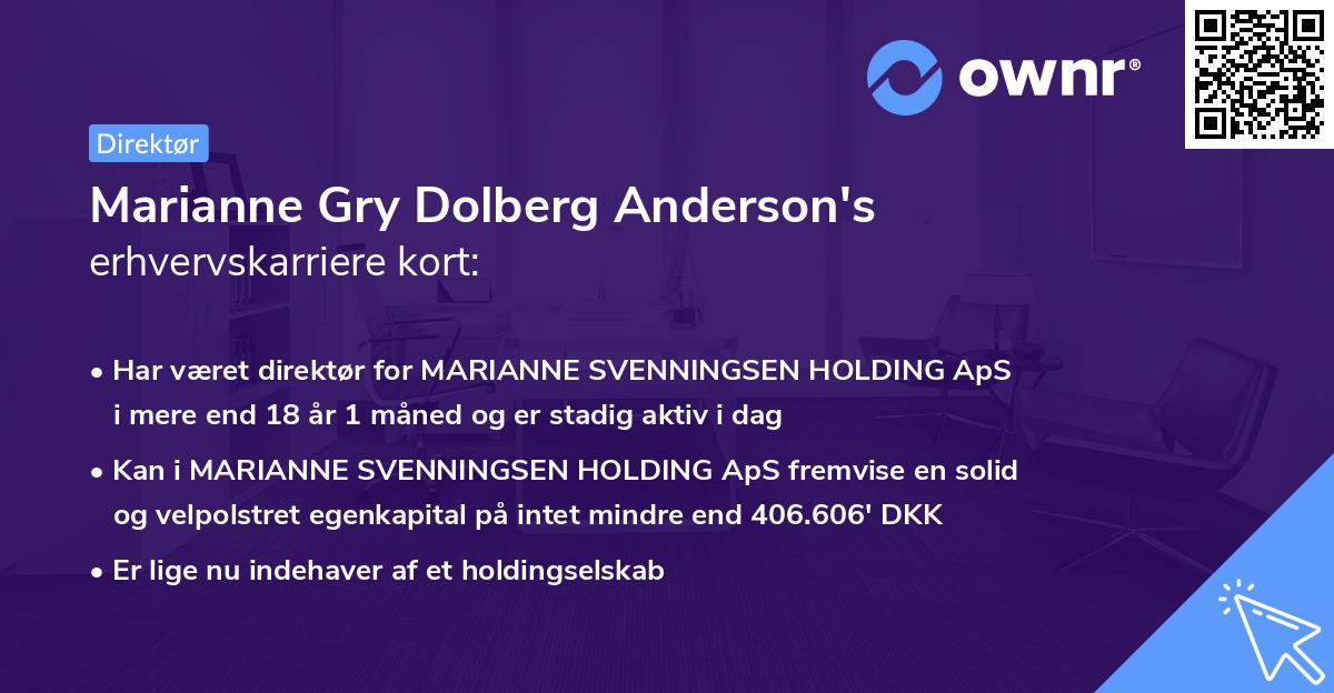 Marianne Gry Dolberg Anderson's erhvervskarriere kort