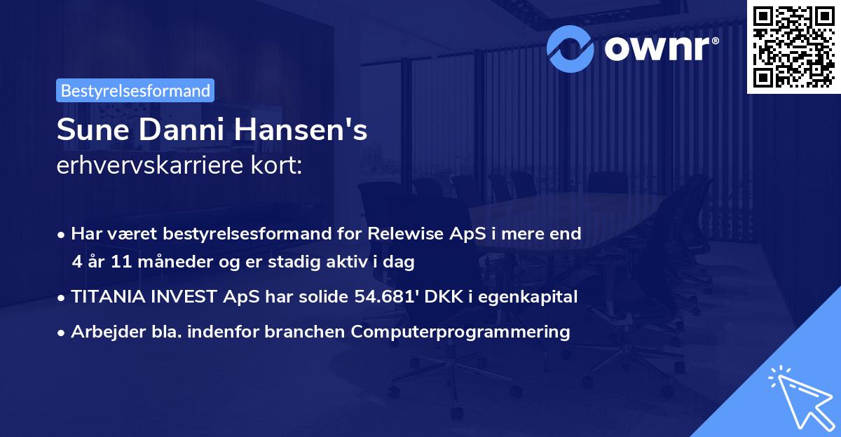 Sune Danni Hansen's erhvervskarriere kort