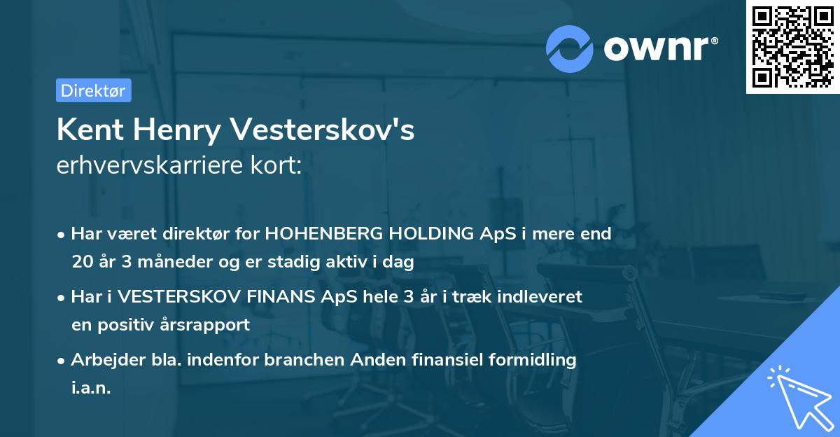 Kent Henry Vesterskov's erhvervskarriere kort