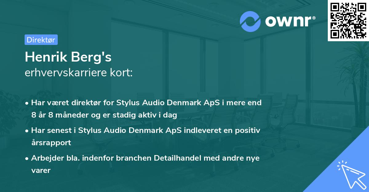 Henrik Berg's erhvervskarriere kort