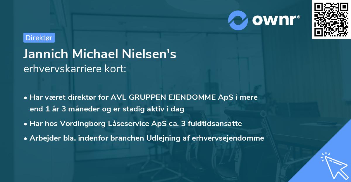 Jannich Michael Nielsen's erhvervskarriere kort