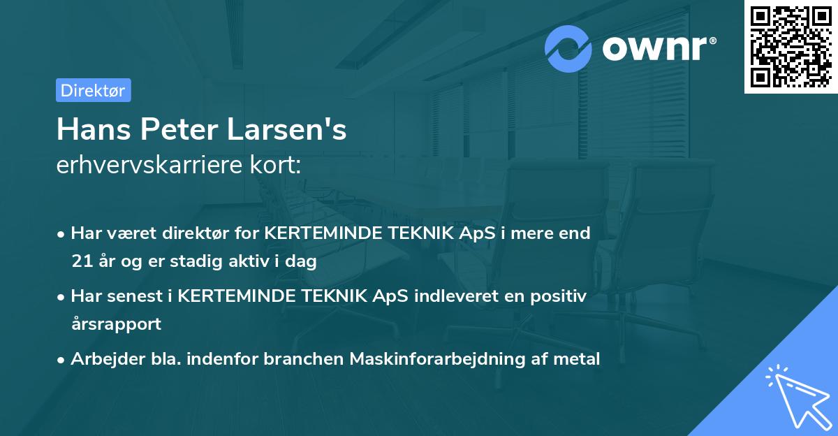 Hans Peter Larsen's erhvervskarriere kort