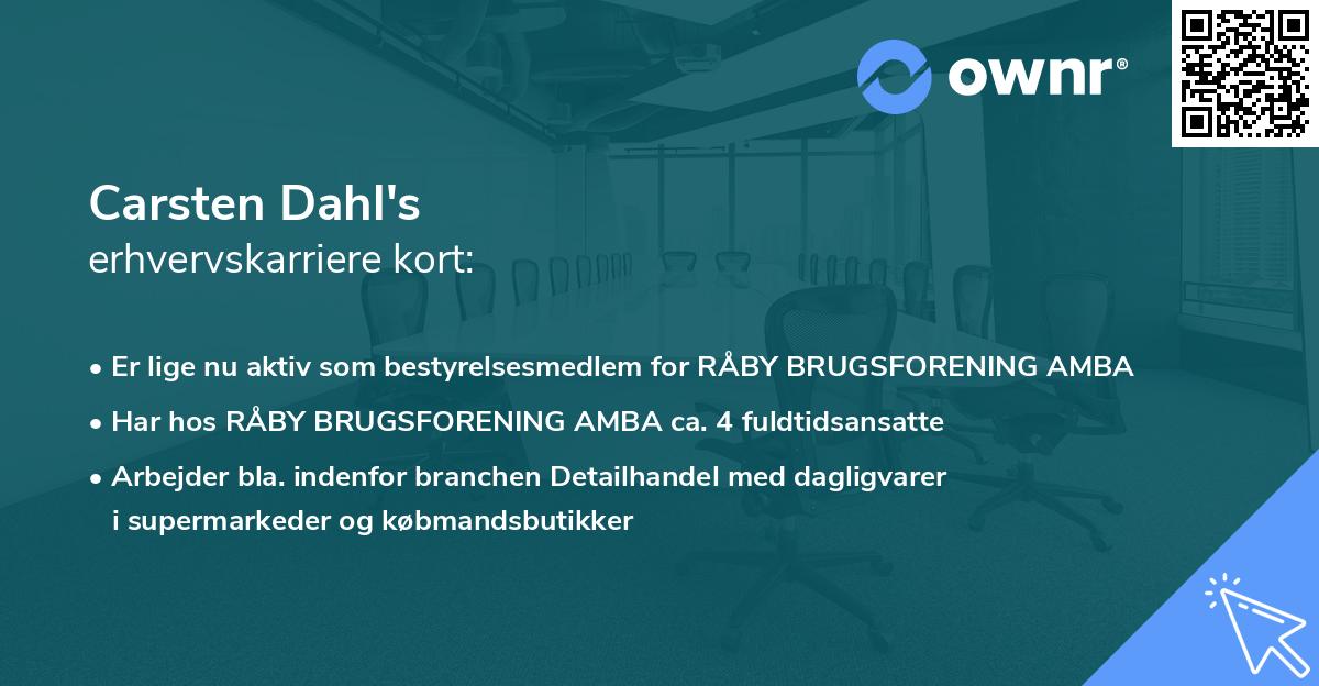 Carsten Dahl's erhvervskarriere kort