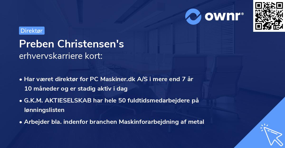 Preben Christensen's erhvervskarriere kort