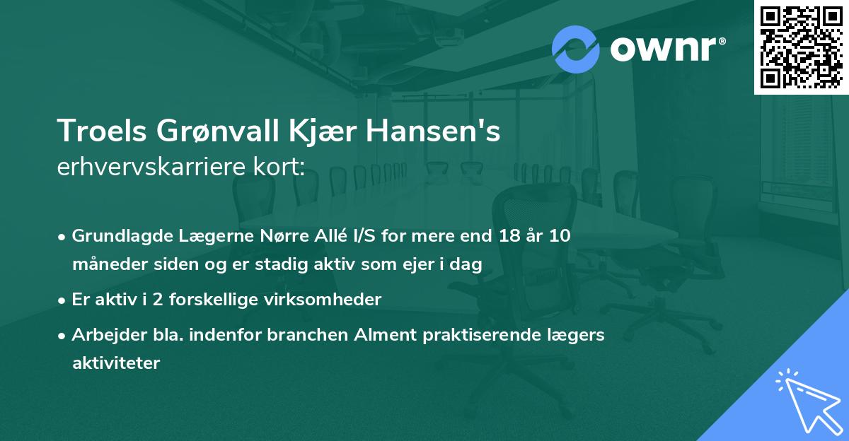 Troels Grønvall Kjær Hansen's erhvervskarriere kort