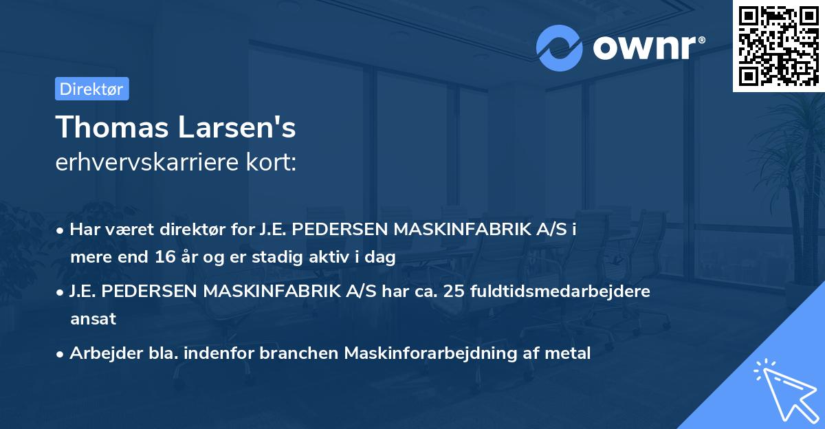 Thomas Larsen's erhvervskarriere kort