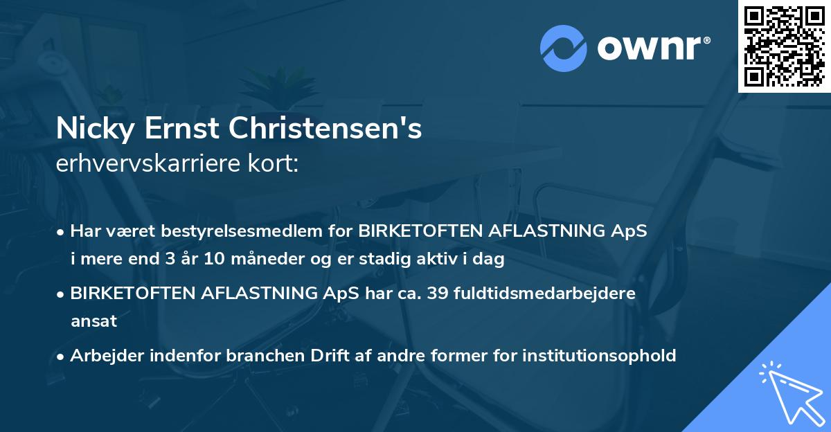 Nicky Ernst Christensen's erhvervskarriere kort