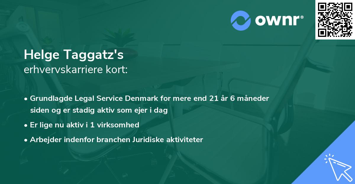 Helge Taggatz's erhvervskarriere kort