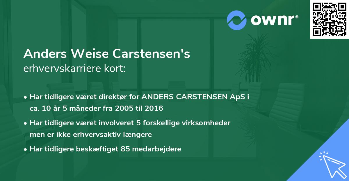 Anders Weise Carstensen's erhvervskarriere kort