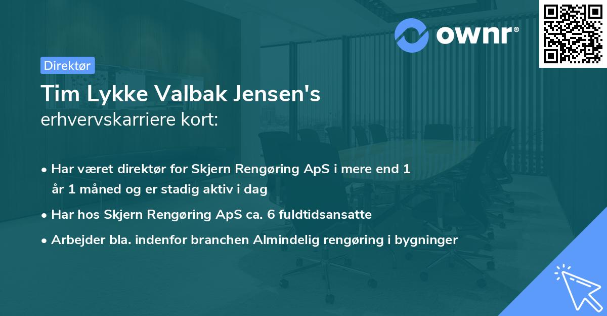 Tim Lykke Valbak Jensen's erhvervskarriere kort