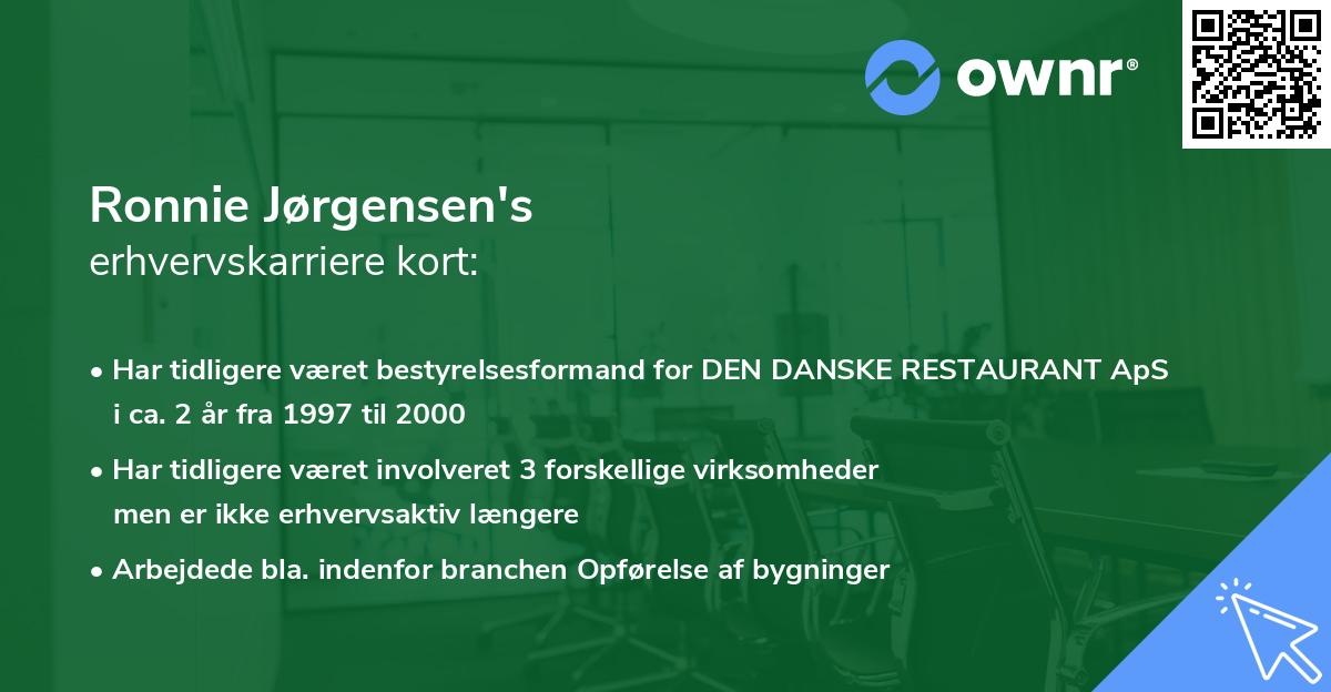Ronnie Jørgensen's erhvervskarriere kort