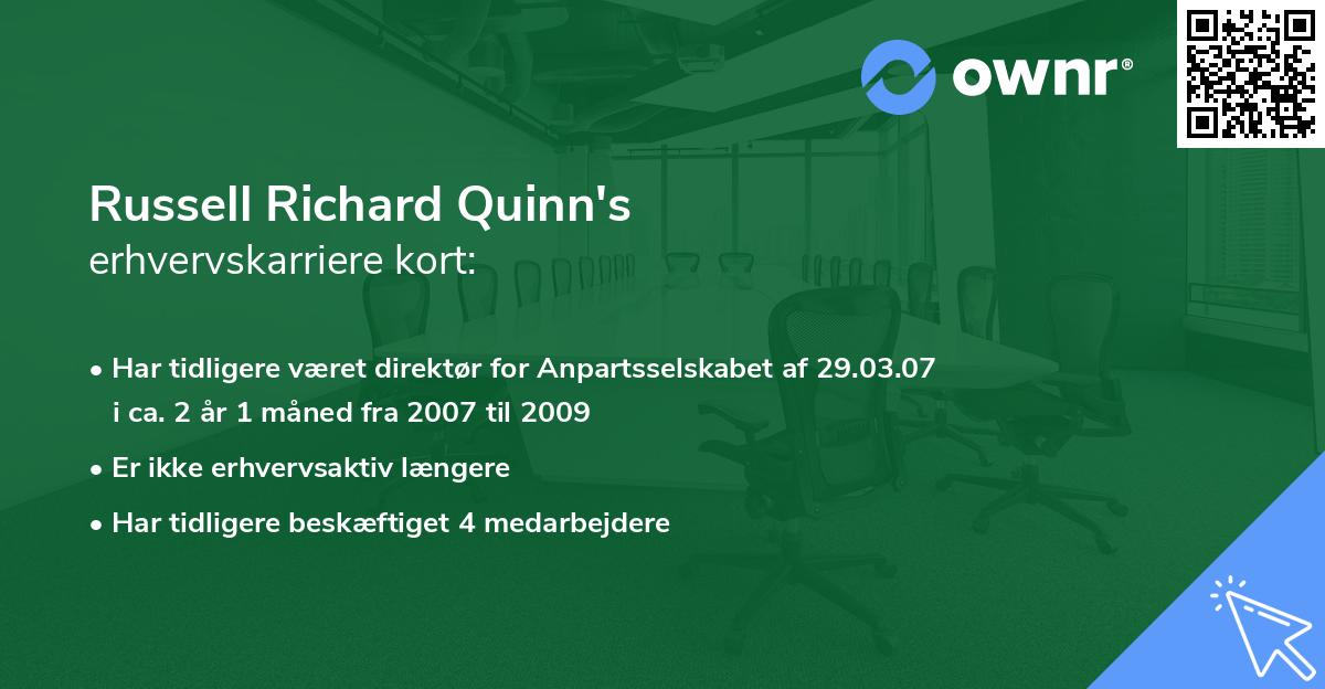 Russell Richard Quinn's erhvervskarriere kort