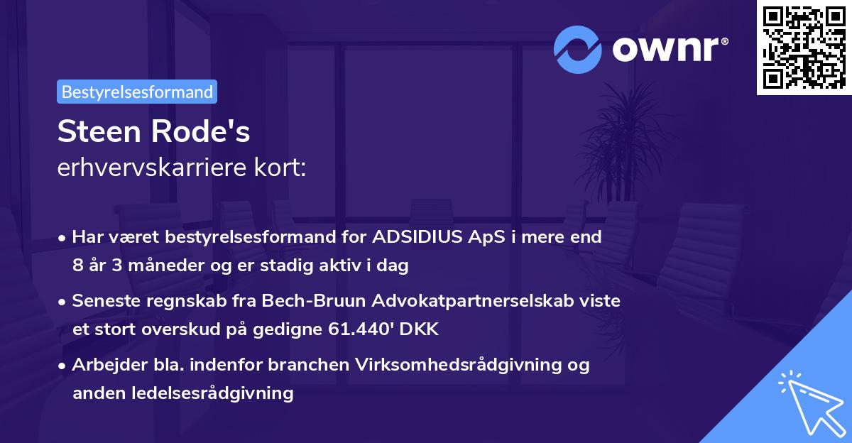 Steen Rode's erhvervskarriere kort