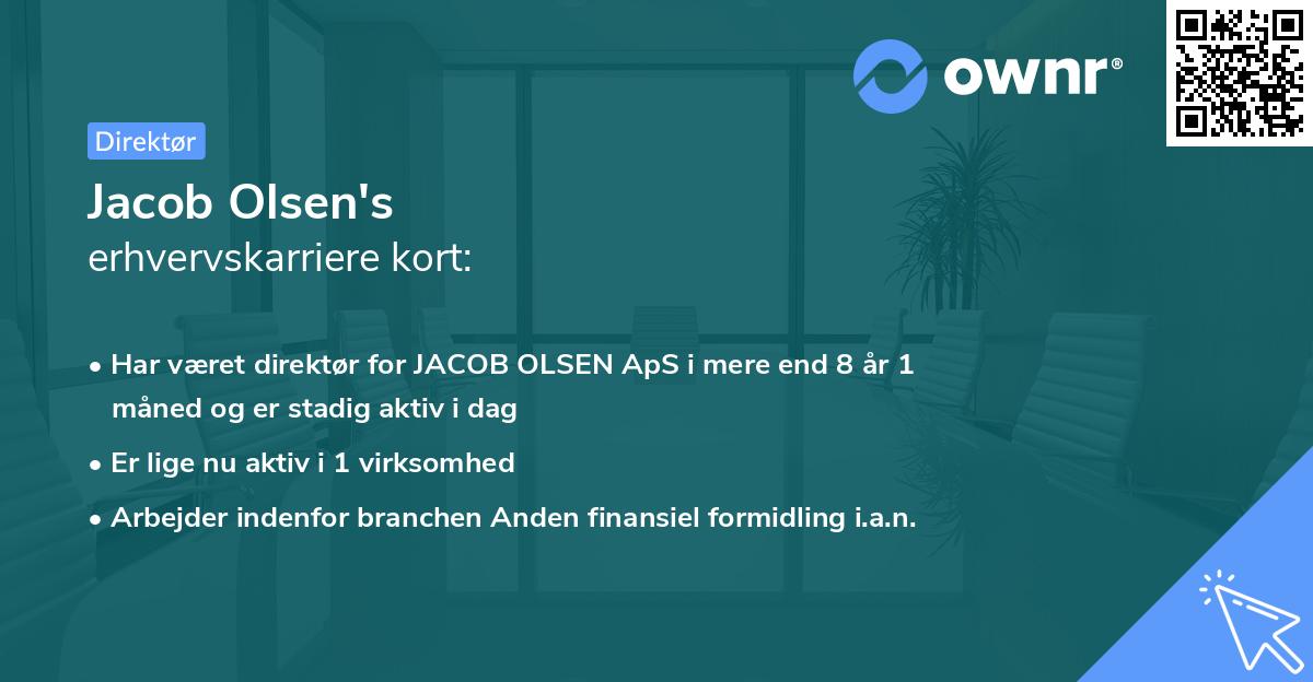 Jacob Olsen's erhvervskarriere kort