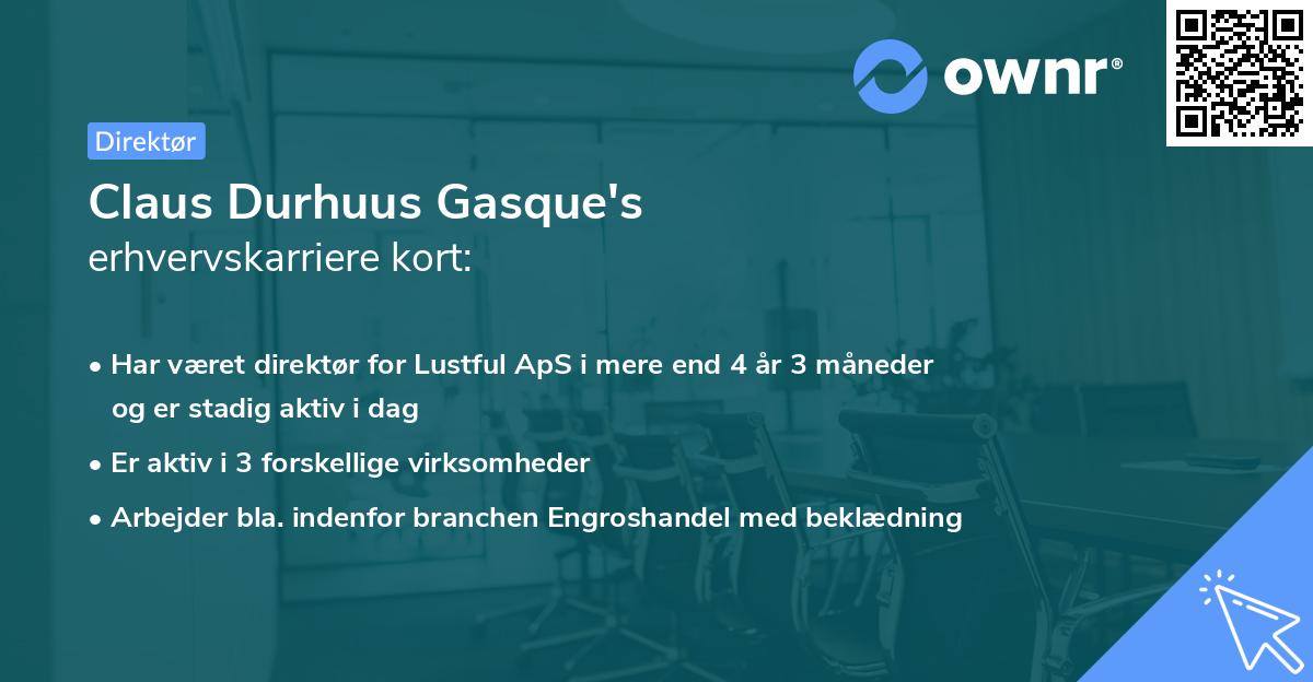 Claus Durhuus Gasque's erhvervskarriere kort