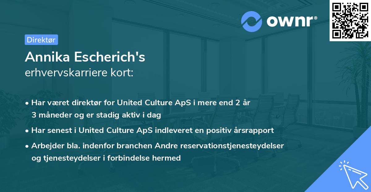 Annika Escherich's erhvervskarriere kort