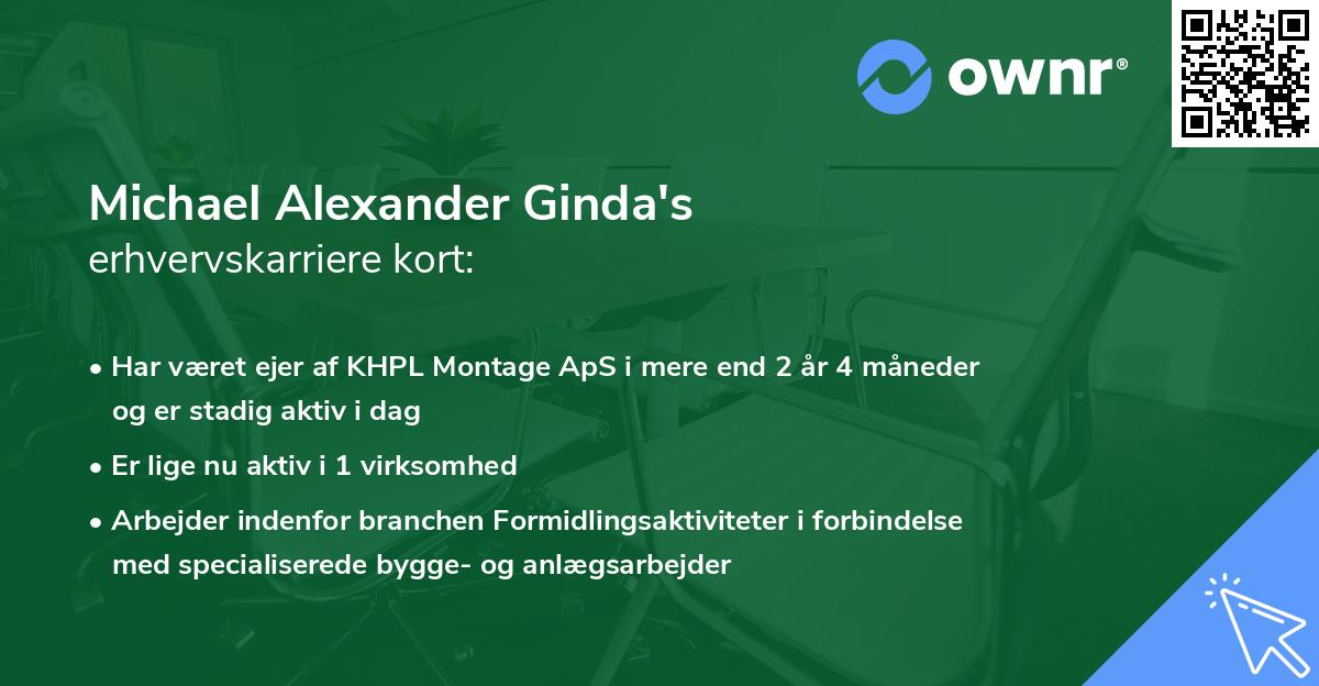 Michael Alexander Ginda's erhvervskarriere kort