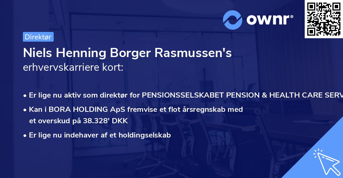 Niels Henning Borger Rasmussen's erhvervskarriere kort