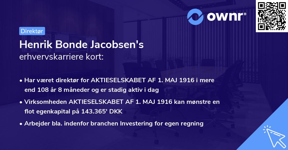 Henrik Bonde Jacobsen's erhvervskarriere kort