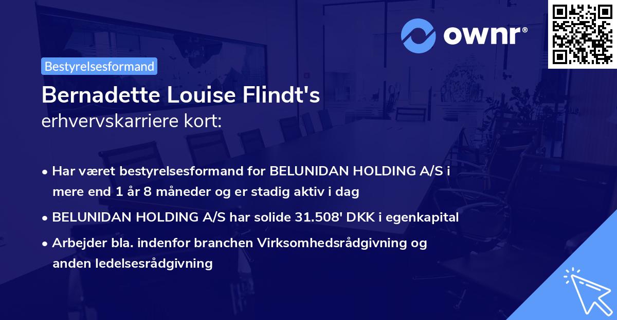 Bernadette Louise Flindt's erhvervskarriere kort