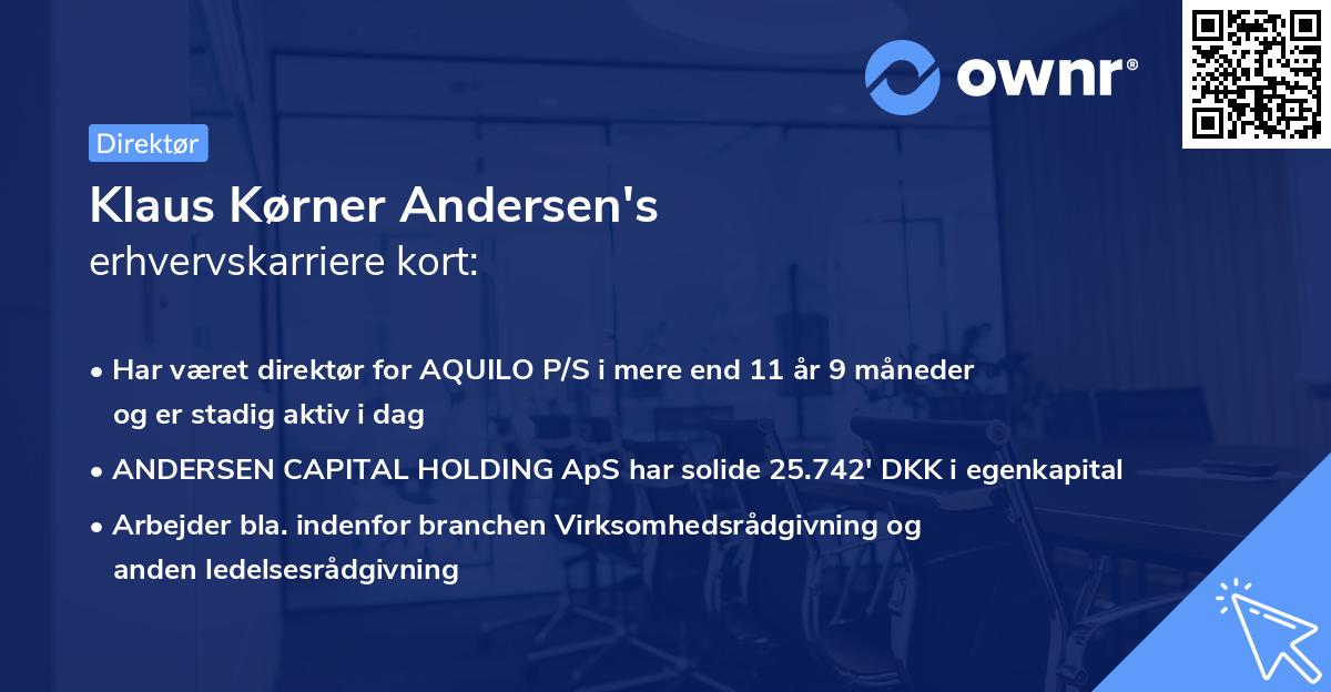 Klaus Kørner Andersen's erhvervskarriere kort