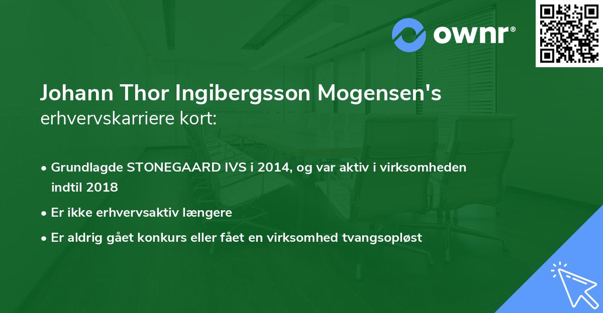 Johann Thor Ingibergsson Mogensen's erhvervskarriere kort