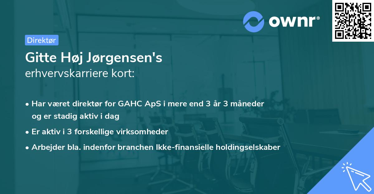 Gitte Høj Jørgensen's erhvervskarriere kort