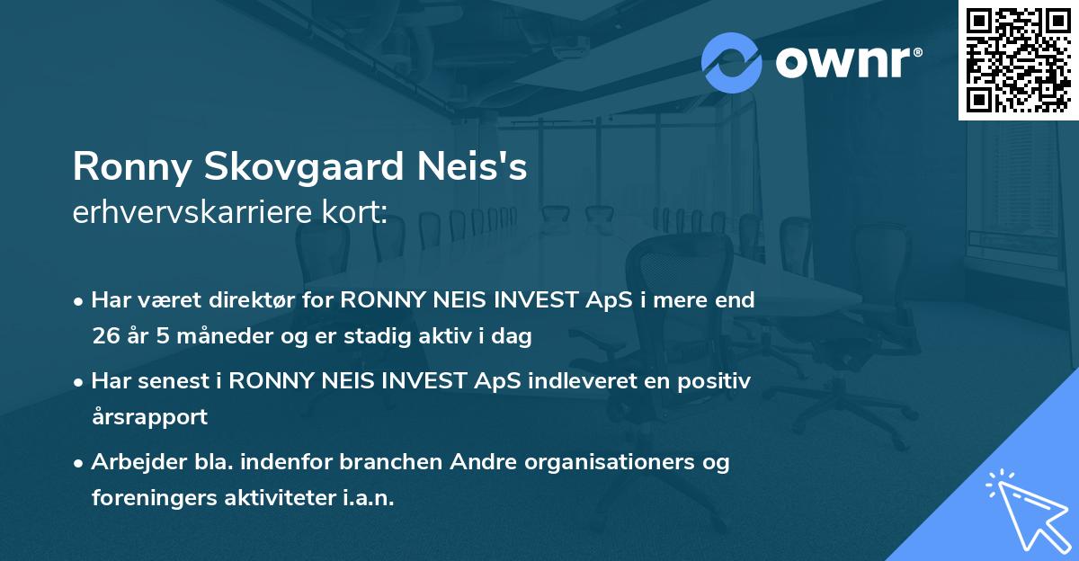 Ronny Skovgaard Neis's erhvervskarriere kort
