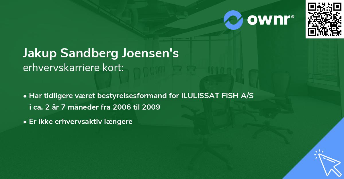 Jakup Sandberg Joensen's erhvervskarriere kort