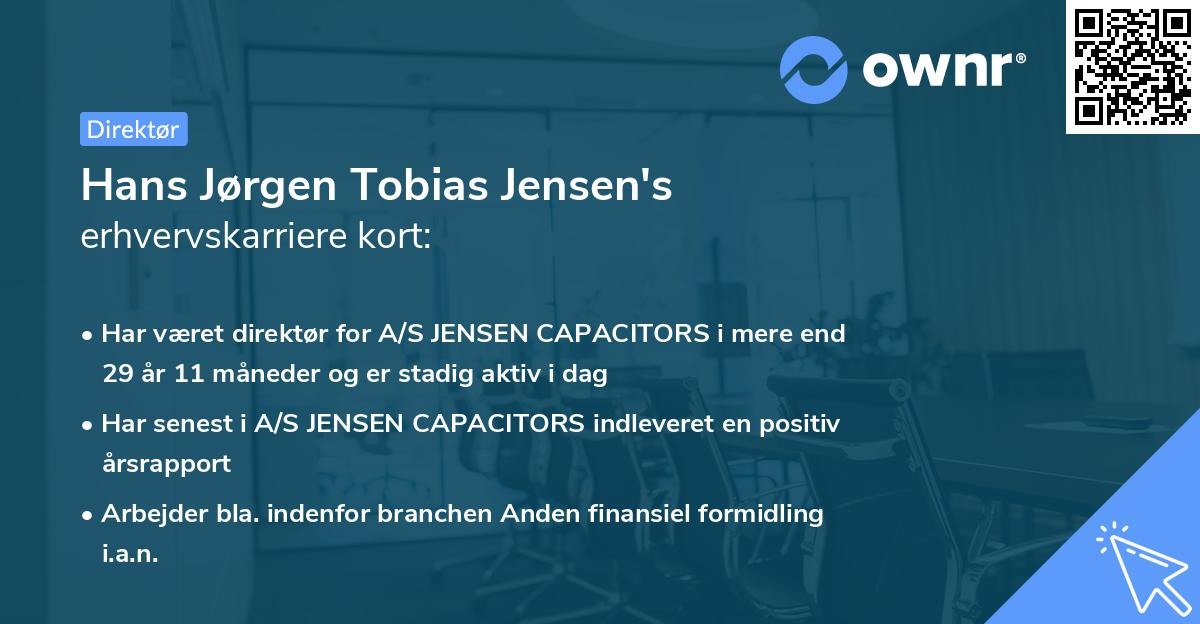 Hans Jørgen Tobias Jensen's erhvervskarriere kort