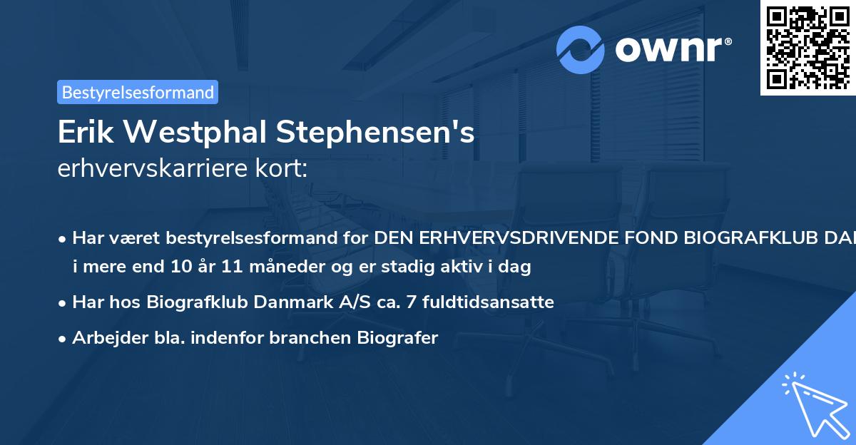 Erik Westphal Stephensen's erhvervskarriere kort