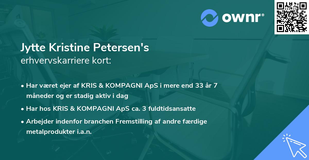 Jytte Kristine Petersen's erhvervskarriere kort