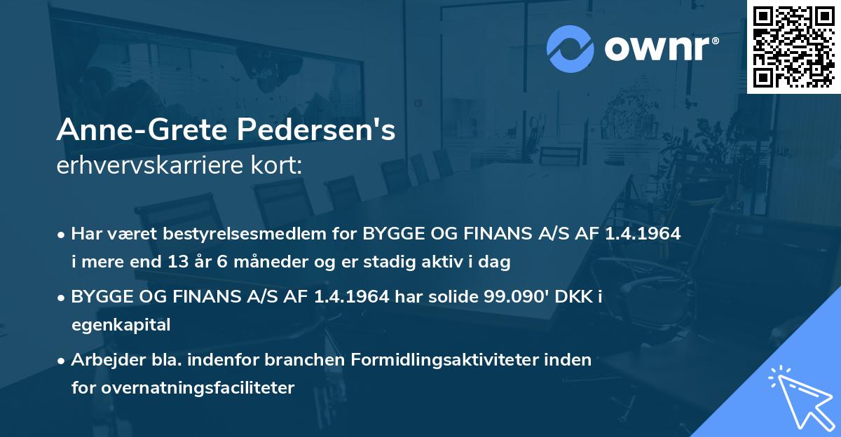 Anne-Grete Pedersen's erhvervskarriere kort