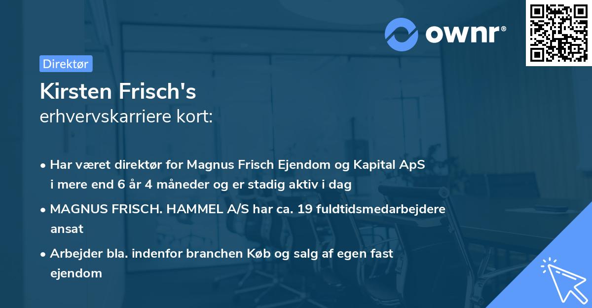Kirsten Frisch's erhvervskarriere kort