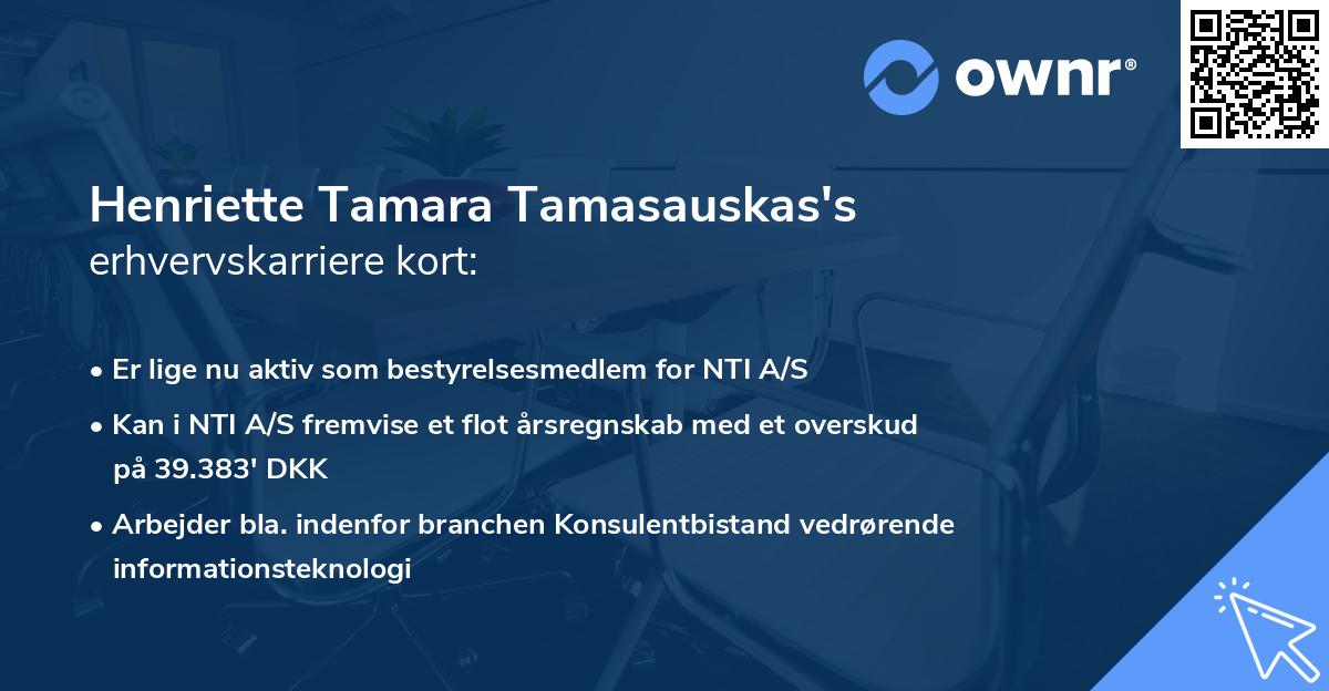 Henriette Tamara Tamasauskas's erhvervskarriere kort