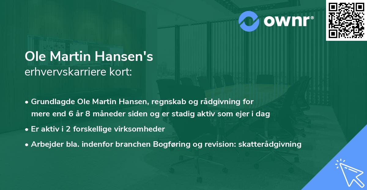 Ole Martin Hansen's erhvervskarriere kort