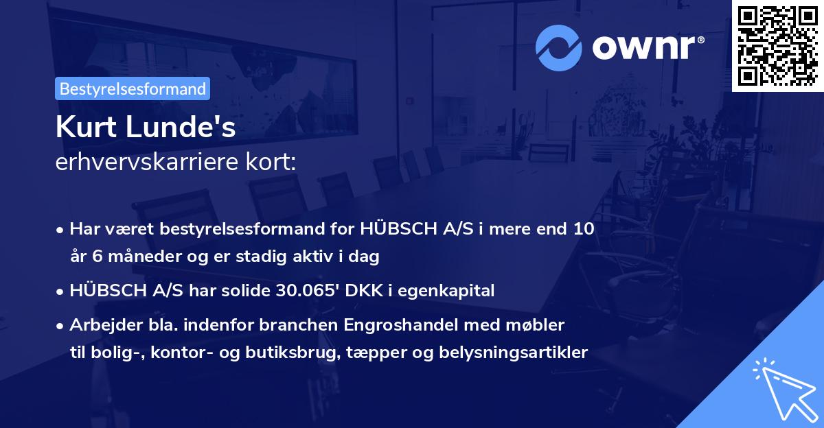 Kurt Lunde's erhvervskarriere kort