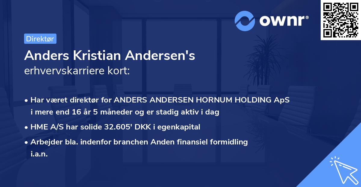 Anders Kristian Andersen's erhvervskarriere kort