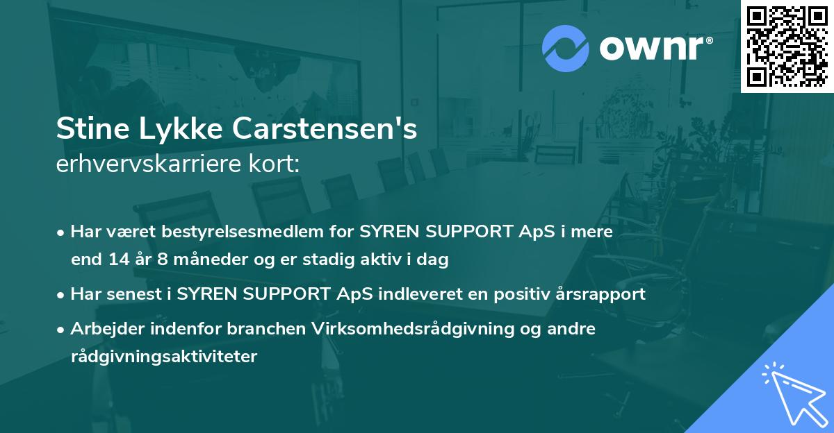 Stine Lykke Carstensen's erhvervskarriere kort