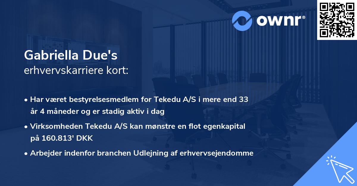 Gabriella Due's erhvervskarriere kort