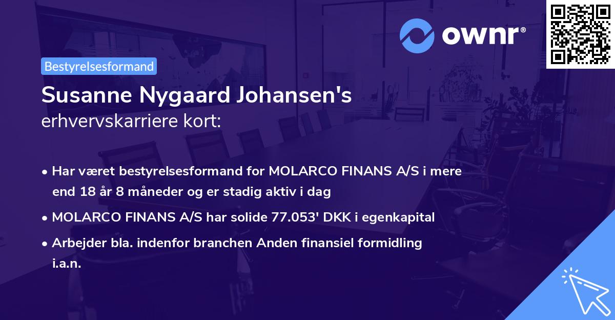 Susanne Nygaard Johansen's erhvervskarriere kort
