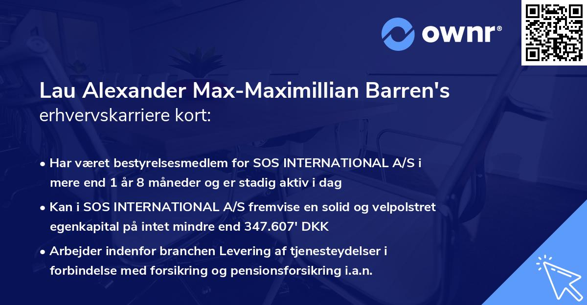 Lau Alexander Max-Maximillian Barren's erhvervskarriere kort